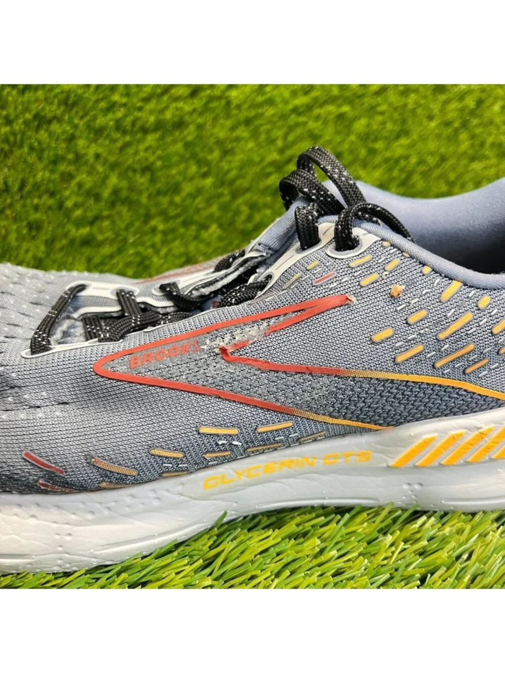 Brooks Glycerin GTS 20 Mens Size 9.5 Gray Yellow Athletic Running Shoes Sneakers